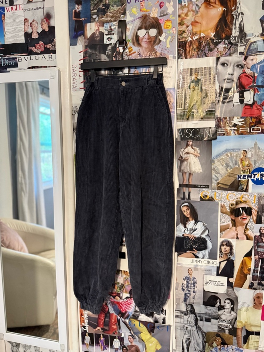 High-Rise Black Corduroy Pants matching set with jacket